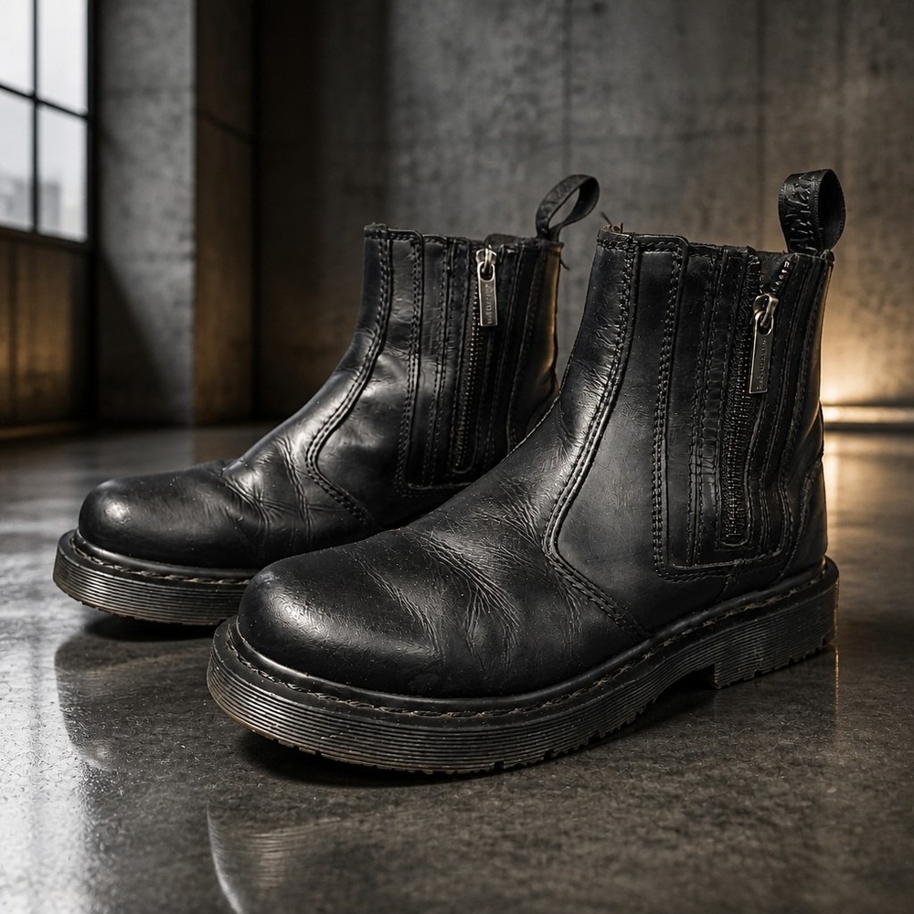 Dr.Martens 2976 DM's Wintergrip Zip Chelsea Boots Black Leather Women's Size 8